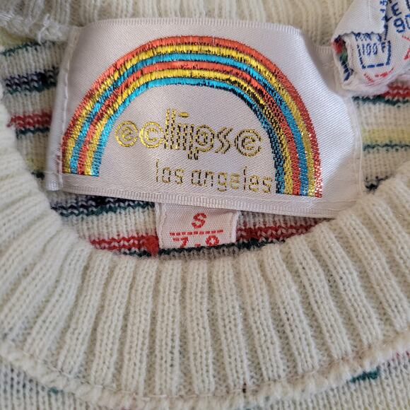 Vintage Eclipse Los Angeles White Confetti Flower Sweater Kids Sz 7 100% Acrylic - Picture 3 of 9